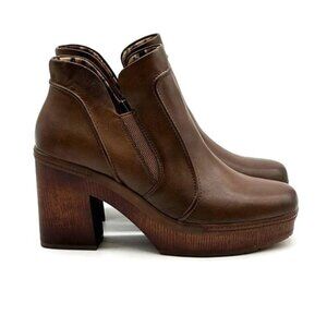 Kork-Ease Robin Ankle Boots Womens 8 Clog Chocolate Brown Chic Retro